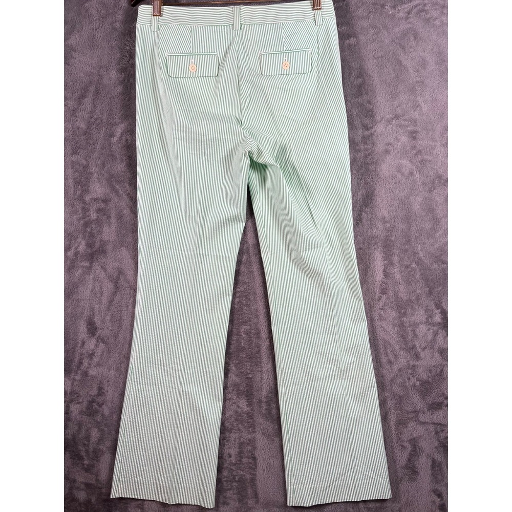 J Crew Seersucker Pants Womens 4 30x31.5 Green Striped Mid Rise Favorite Fit NWT - Picture 2 of 12